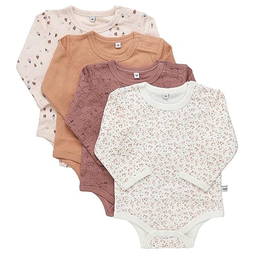 PIPPI Unisex Baby 4er Pack Body LS Kleinkind Unterwäsche-Satz, Burlwood, 86 von Pippi