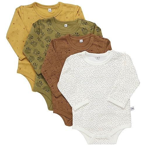 PIPPI Unisex Baby Body LS AO-printed (4-pack) Formender Body, Yellow, 80 von PIPPI