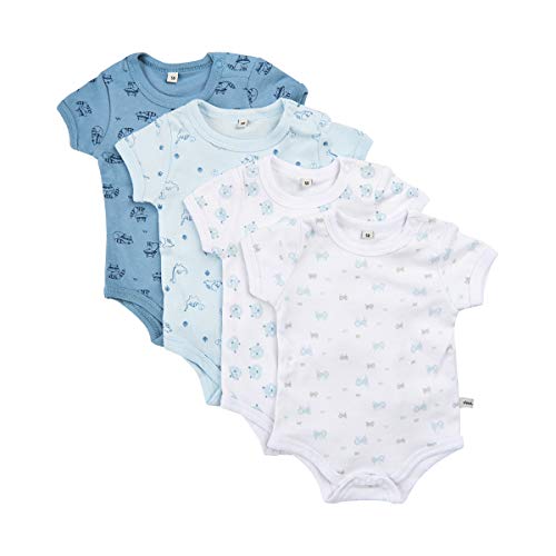 PIPPI Unisex Baby Body SS AO-Printed (4-Pack) Formender Body, Blue, 80 von Pippi made with love