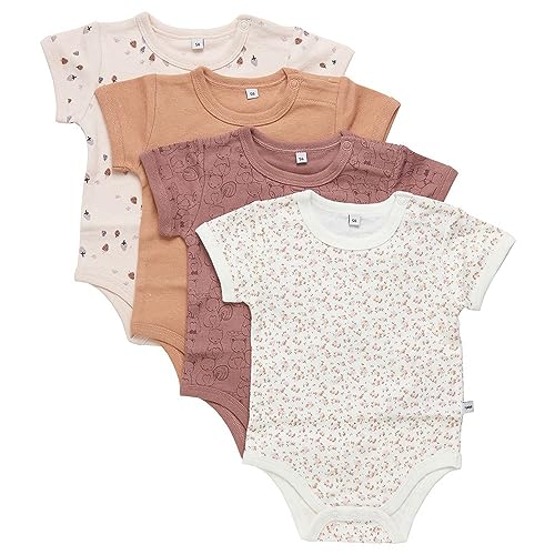 PIPPI Unisex Baby Body SS AO-printed (4-pack) Formender Body, Brown, 74 von PIPPI