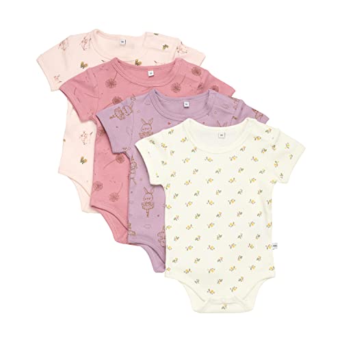 PIPPI Unisex Baby Body SS AO-Printed (4-Pack) Underwear, Dusty Rose, 74 von Pippi