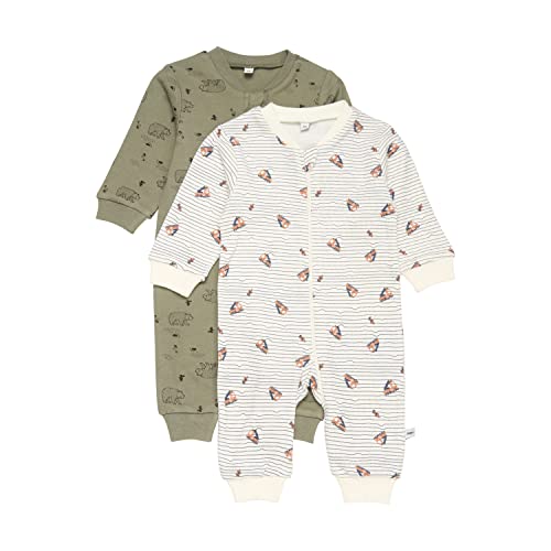 PIPPI Unisex Baby Nightsuit-Zipper (2-Pack) Pajama Set, Deep Lichen Green, 50 von Pippi