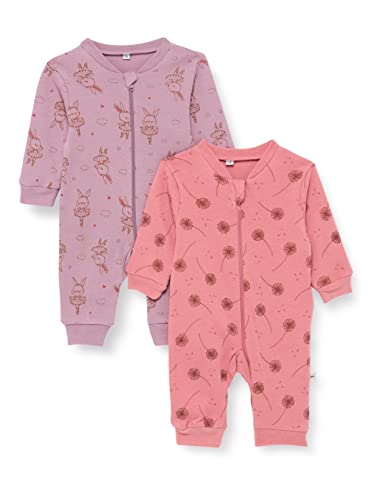 PIPPI Unisex Baby Nightsuit-Zipper (2-Pack) Pajama Set, Dusty Rose, 62 von Pippi