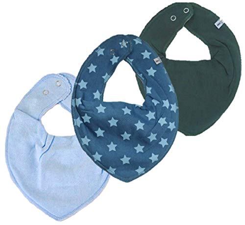 Pippi 3er Set Halstücher, 2x Babywear Halstuch uni, 1x Babywear Halstuch bedruckt (Light blue Stars) von Pippi