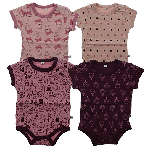 Pippi Baby - Mädchen Pippi 4er Pack Baby mit Aufdruck, Kurzarm Formender Body, Violett (Lilac 600), 86 EU von Pippi