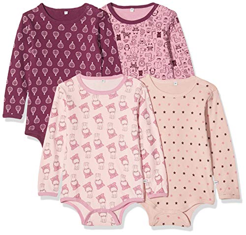 Pippi Baby - Mädchen Pippi 4er Pack Baby mit Aufdruck, Langarm Formender Body, Violett (Lilac 600), 92 EU von Pippi