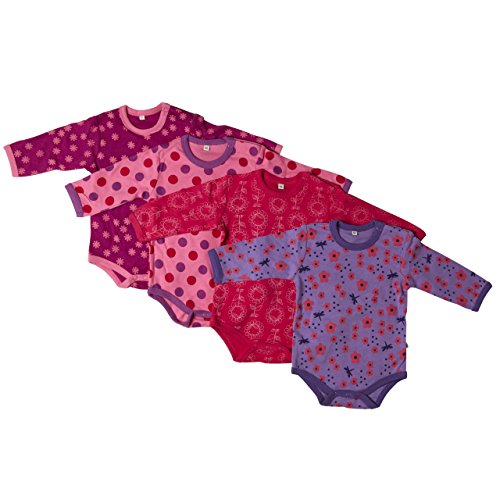 Pippi 4er Pack Baby Mädchen Body mit Aufdruck, Langarm, Alter 2-4 Monate, Größe: 62, Farbe: Pink, 3819 von Pippi