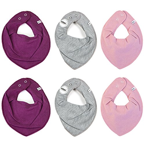 Pippi 6er Pack Baby Mädchen Halstuch, Farbe: Rosa, Grau und Lila, One Size von Pippi