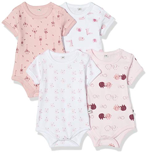 Pippi Unisex Baby 4er Pack Aufdruck, Kurzarm Formender Body, Rosa (Lightrose 501), (Herstellergröße:86) von Pippi