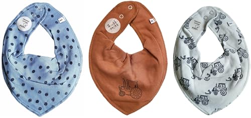 Pippi Baby Halstücher ♡ 3er Pack Dreieckstücher ♡ (Dots + Traktor) von Pippi made with love