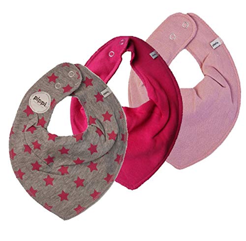 pippi Halstuch 3er Set Baby Halstücher Dreieckstücher (Pinke Sterne) von Pippi made with love