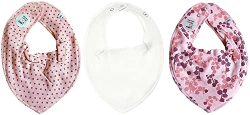 Pippi Halstuch 3er Set Baby Lätzchen Halstücher Dreieckstücher (3er Altrosa Roses Weiß) von Pippi
