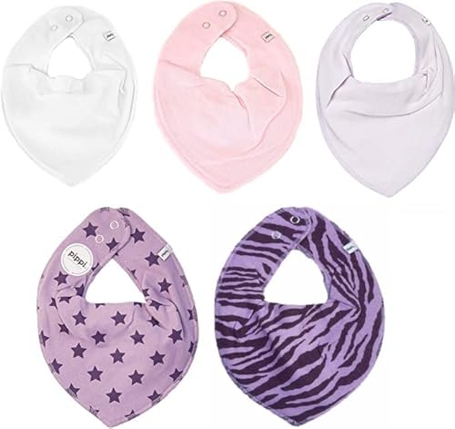 Pippi Halstuch 5er Pack Baby Dreieckstücher Halstücher SPARPACK (Girls Stripes) von Pippi made with love