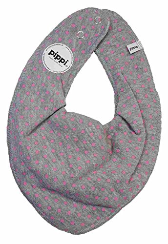 Pippi Halstuch Mädchen Baby Dreieckstuch - Farbe wählbar (grau Dots rosa) von Pippi
