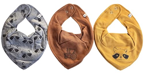 Pippi Halstücher Baby Sabberlätzchen Halstuch im 3er Sparpack (*Waschbär) von Pippi made with love