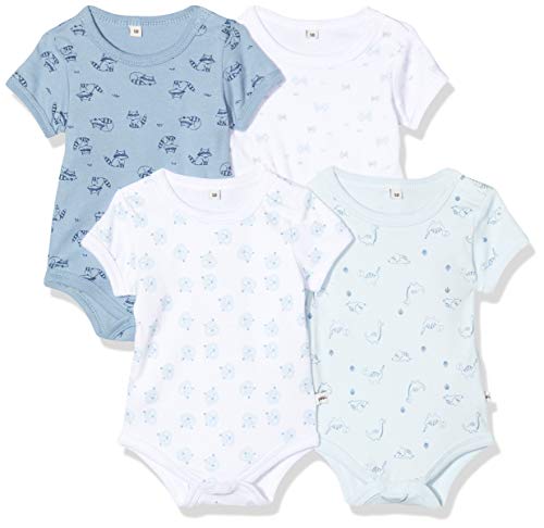 PIPPI Unisex Baby 4er Pack Aufdruck, Kurzarm Formender Body, Blau (Light Blue 701), (Herstellergröße:92) von Pippi