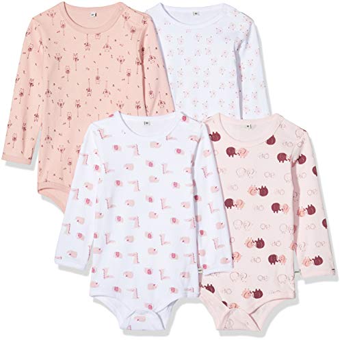 PIPPI Unisex Baby 4er Pack Aufdruck, Langarm Formender Body, Rosa (Lightrose 501), (Herstellergröße:92) von Pippi