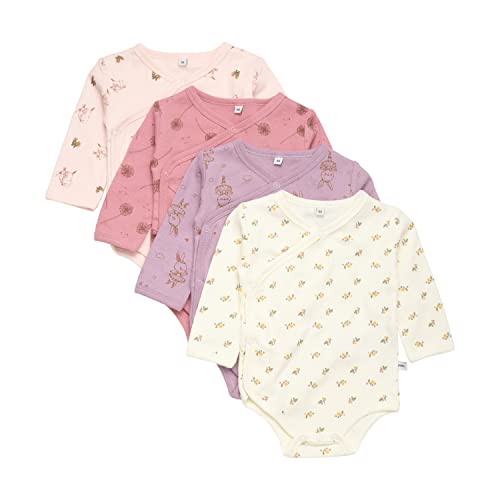 PIPPI Unisex Baby Body Wrap AO-Printed (4-Pack) Underwear, Dusty Rose, 50 von Pippi