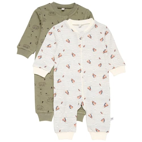 PIPPI Unisex Baby Nightsuit-Zipper (2-Pack) Pajama Set, Deep Lichen Green, 80 von PIPPI