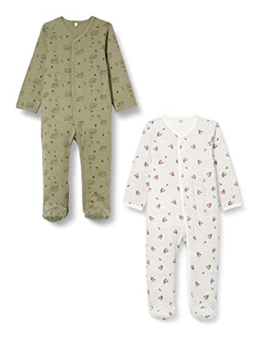 PIPPI Unisex Baby Nightsuit w/f-Buttons 2-Pack Pajama Set, Deep Lichen Green, 104 von Pippi