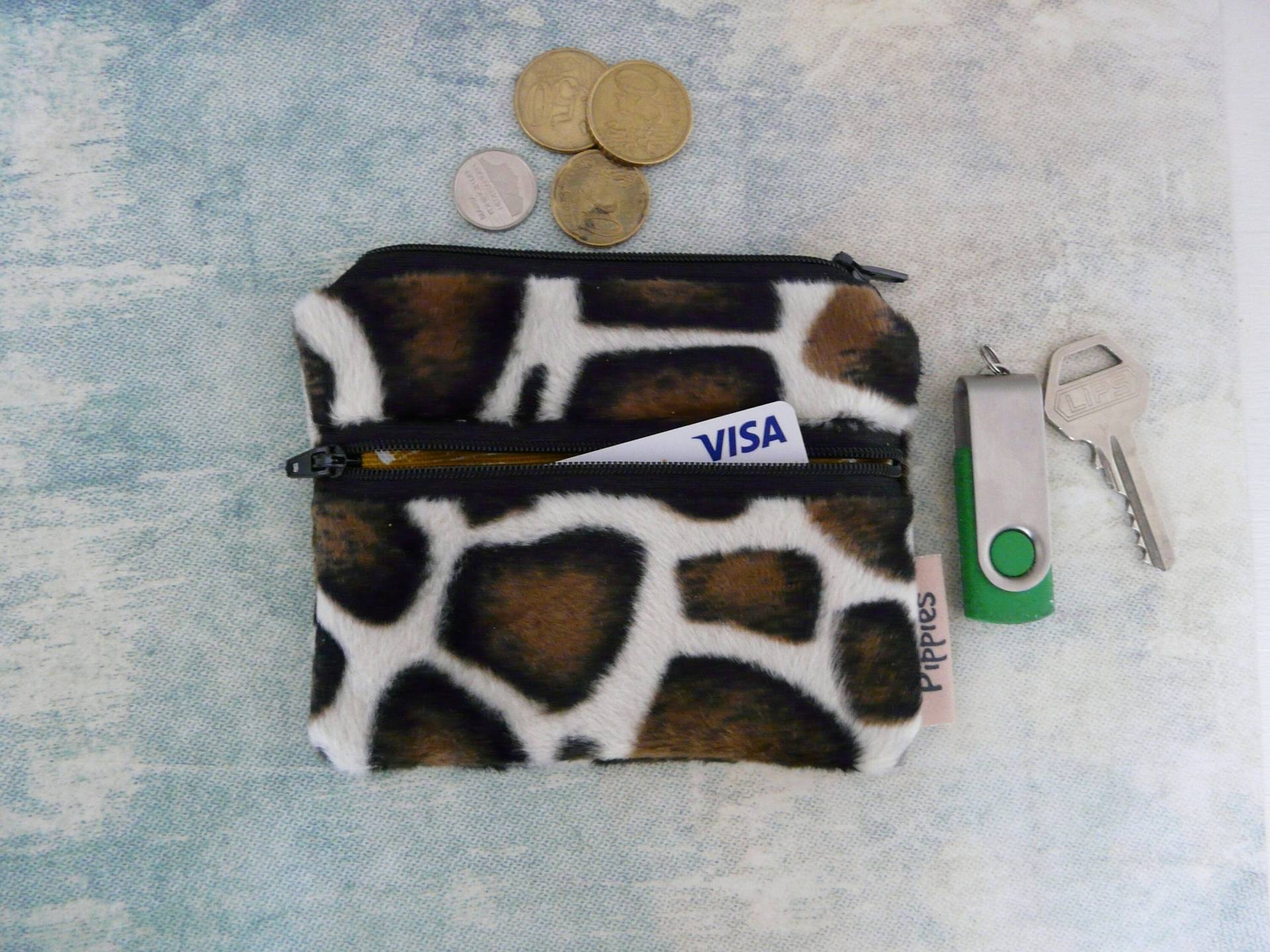 Geldbörse Mit Giraffenmuster, Schlüsseletui, Kartenetui, Gadget-Beutel, Hüftgeldbörse, Kleingeldtasche, Schminktasche, Reisetasche von PippiesDesign