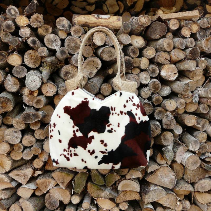 Originelle Handtasche, Umhängetasche Mit Kuh-Print, Western-Tasche, Einzigartige Hippe Cowboy-Tasche, Schicke Coole Umhängetasche von PippiesDesign