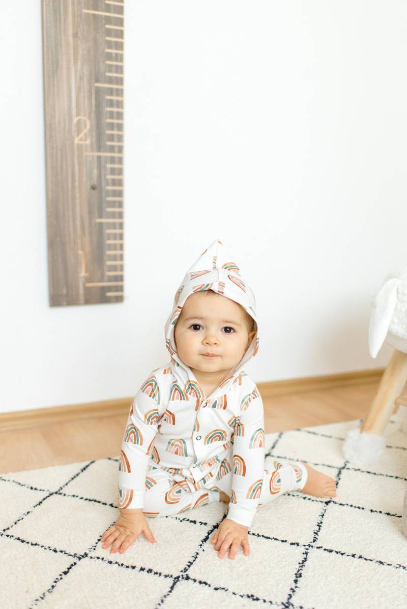 Regenbogen Strampler, Strampler Mit Kapuze, Mädchen, Mädchen Herbst Süßer Kapuzen Strampler, Strampler von PippinHillDesigns