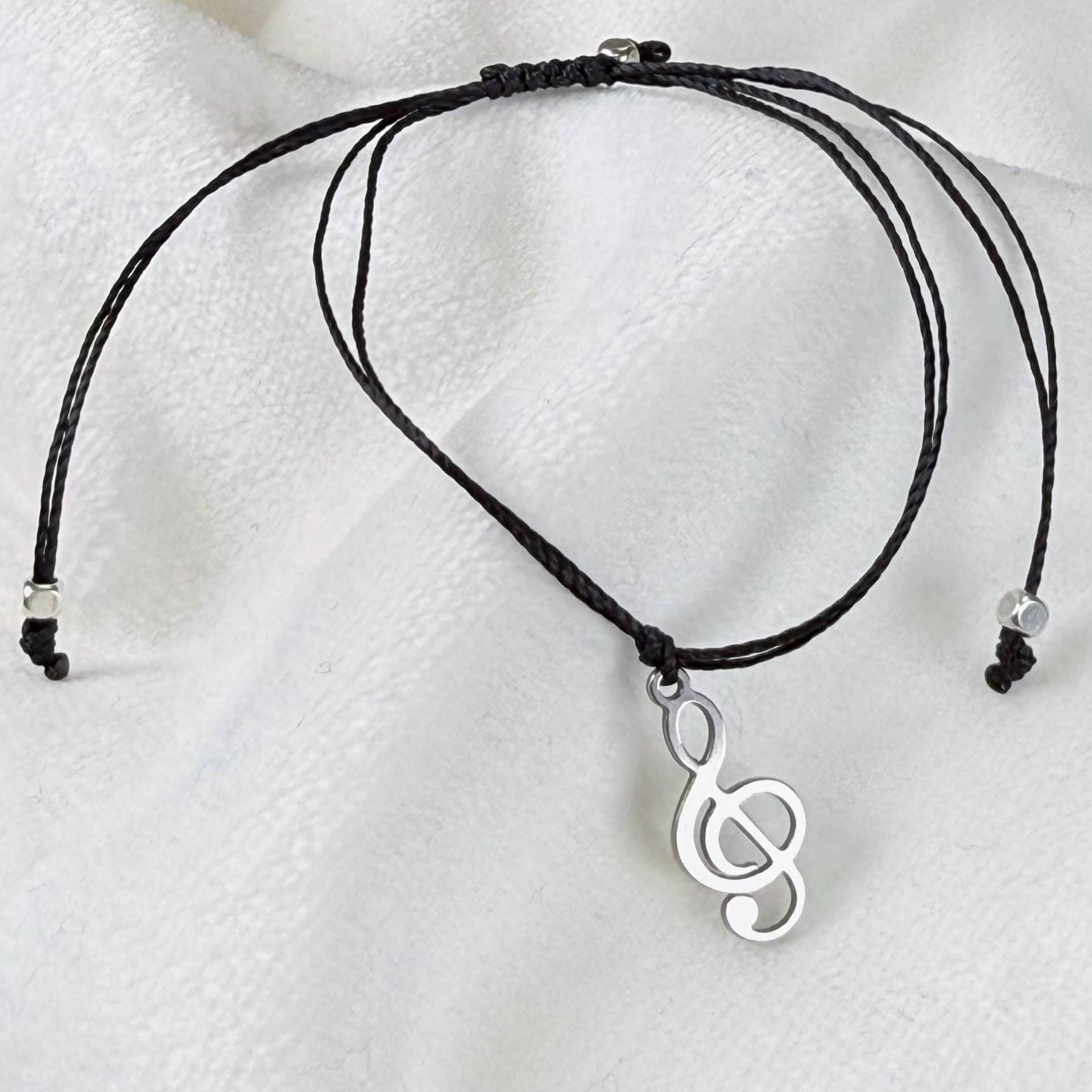 Armband Notenschlüssel Musik Freundschaftsarmband Personalisierbar Geschenk Schmuck Perlenarmband Silber Geburtstag Music Instrument von Pipspiration