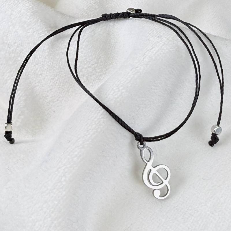 Armband Notenschlüssel Musik Freundschaftsarmband Personalisierbar Geschenk Schmuck Perlenarmband Silber Geburtstag Music Instrument von Pipspiration