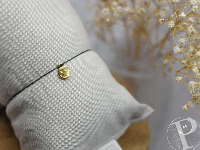 Armband Smiley Glück Freundschaftsarmband Personalisierbar Geschenk Schmuck Perlenarmband Gold Liebe von Pipspiration