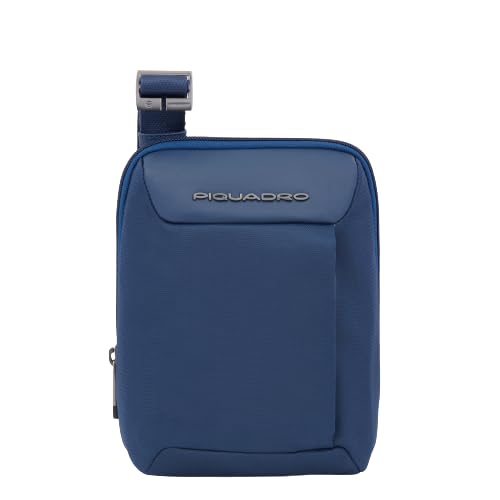 PIQUADRO Macbeth Herren Handtasche aus Leder und Stoff, blau, S, Business von Piquadro