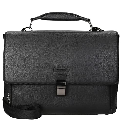 PIQUADRO Modus, Aktentasche aus Leder mit Klappe und Verschluss, Unisex, für Erwachsene, Schwarz, Schwarz von Piquadro