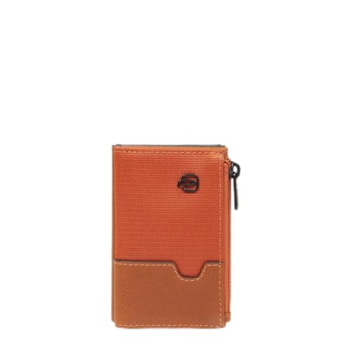 Piquadro Automatische Pop-Up Geldbörse mit Münz-Fach Mann Leder und Stoff orange/ledern von Piquadro