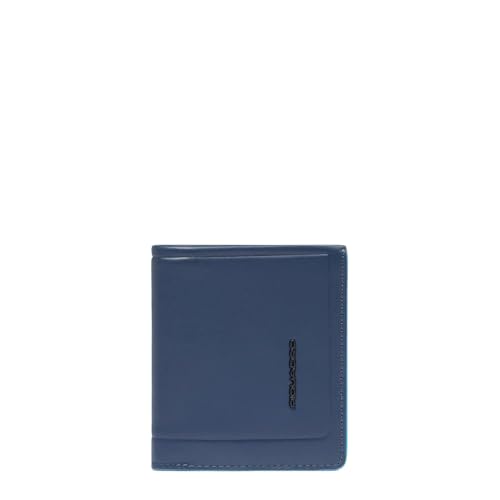 Piquadro Geldbörse Herren im Hochformat mit Münzfach Mann Leder blau von Piquadro