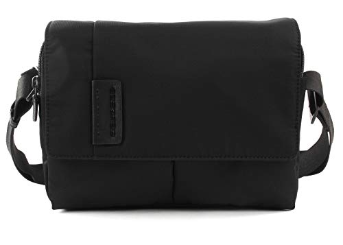 Piquadro Herren Tiros Kleine Kuriertasche aus Leder und Stoff, Chevron/Schwarz von Piquadro