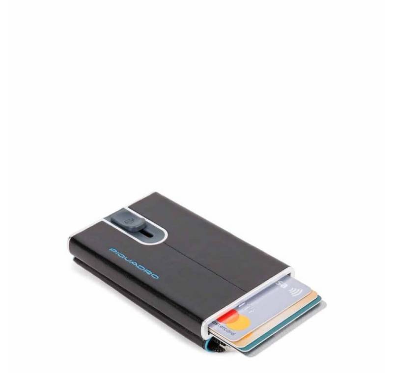 Piquadro Kartenetui Blaues quadratisches Leder-Kartenetui quadratisches Schiebesystem von Piquadro