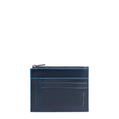 Piquadro Kartenetui Herren mit Münzfach Unisex Leder Nachtblau von Piquadro
