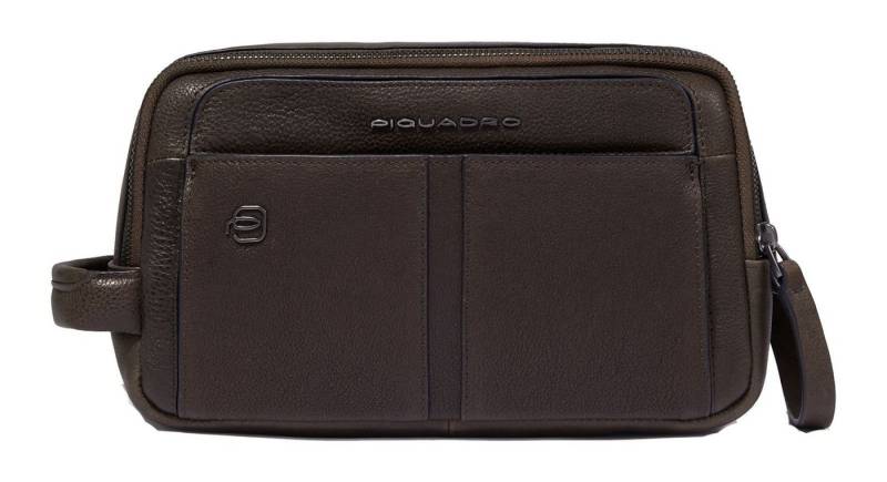 Piquadro Kulturbeutel Leather Toiletry Bag, aus echtem Kalbsleder von Piquadro