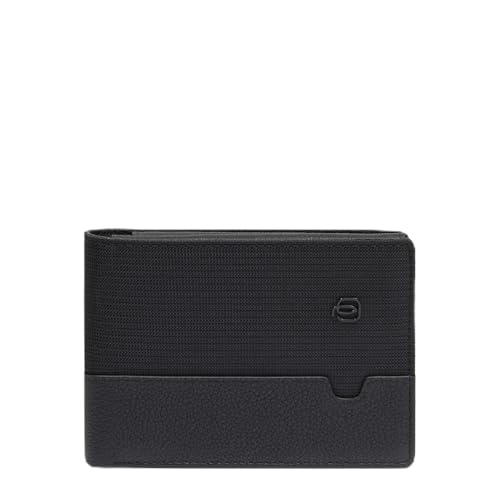 Piquadro Portemonnaie Herren mit Klapp-Ausweisfenster Mann Leder und Stoff schwarz von Piquadro