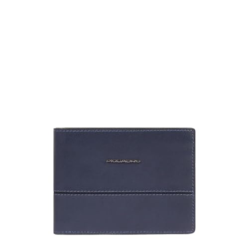 Piquadro Portemonnaie Herren mit Münzfach Mann Leder blau von Piquadro