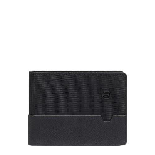 Piquadro Portemonnaie Herren mit Münzfach Mann Leder und Stoff schwarz von Piquadro