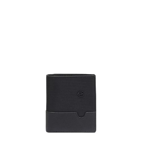 Piquadro Portemonnaie Herren mit Münzfach Mann Leder und Stoff schwarz von Piquadro