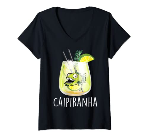 Damen CAIPIRANHA I Caipirinha Piranha Cocktail. JGA Fun Caipi Fish T-Shirt mit V-Ausschnitt Damen CAIPIRANHA I Caipirinha Piranha Cocktail. JGA Fun Caipi Fish T-Shirt mit V-Ausschnitt von Piranha Caipirinha CAIPIRANHA I Cocktail. JGA Fun