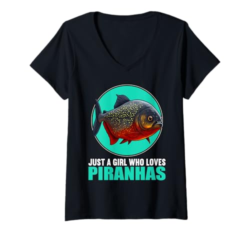 Damen Piranhas Piranha T-Shirt mit V-Ausschnitt von Piranhas Piranha Tier Shop