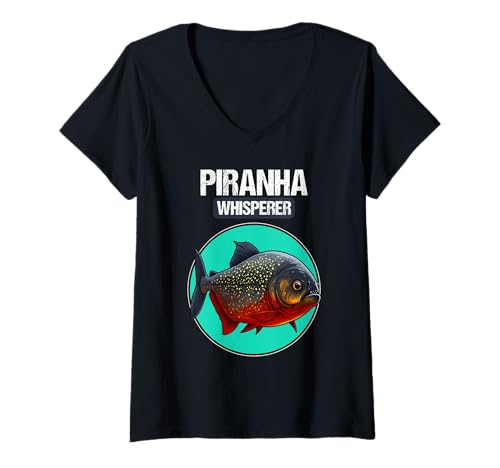 Damen Piranhas Piranha T-Shirt mit V-Ausschnitt von Piranhas Piranha Tier Shop