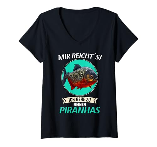 Damen Piranhas Piranha T-Shirt mit V-Ausschnitt von Piranhas Piranha Tier Shop