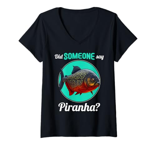 Damen Piranhas Piranha T-Shirt mit V-Ausschnitt von Piranhas Piranha Tier Shop