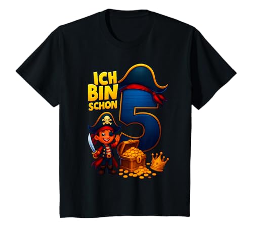 Kinder Ich Bin Schon 5 Pirat 5 Geburtstag Junge Piratenparty T-Shirt von Pirat 5 Geburtstag Junge Ich Bin Schon 5