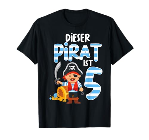 5. Geburstag Fünf Jahre Pirat Kinder Kapitän Ahoy Kostüm T-Shirt von Pirat Geschenk Seeräuber Junge Freibeuter Kostüm