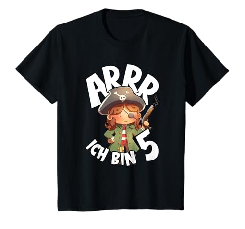 Arr ich bin 5 I Piratin 5 Jahre 5. Geburtstag Mädchen T-Shirt Arr ich bin 5 I Piratin 5 Jahre 5. Geburtstag Mädchen T-Shirt von Pirat Kinder Kostüm Geburtstagsshirt Geschenkidee